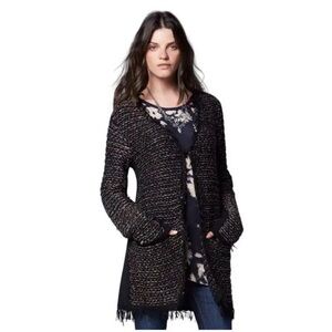 Simply Vera Vera Wang Black Shimmery Chunky Knit Open Cardigan Sweater Size L/XL